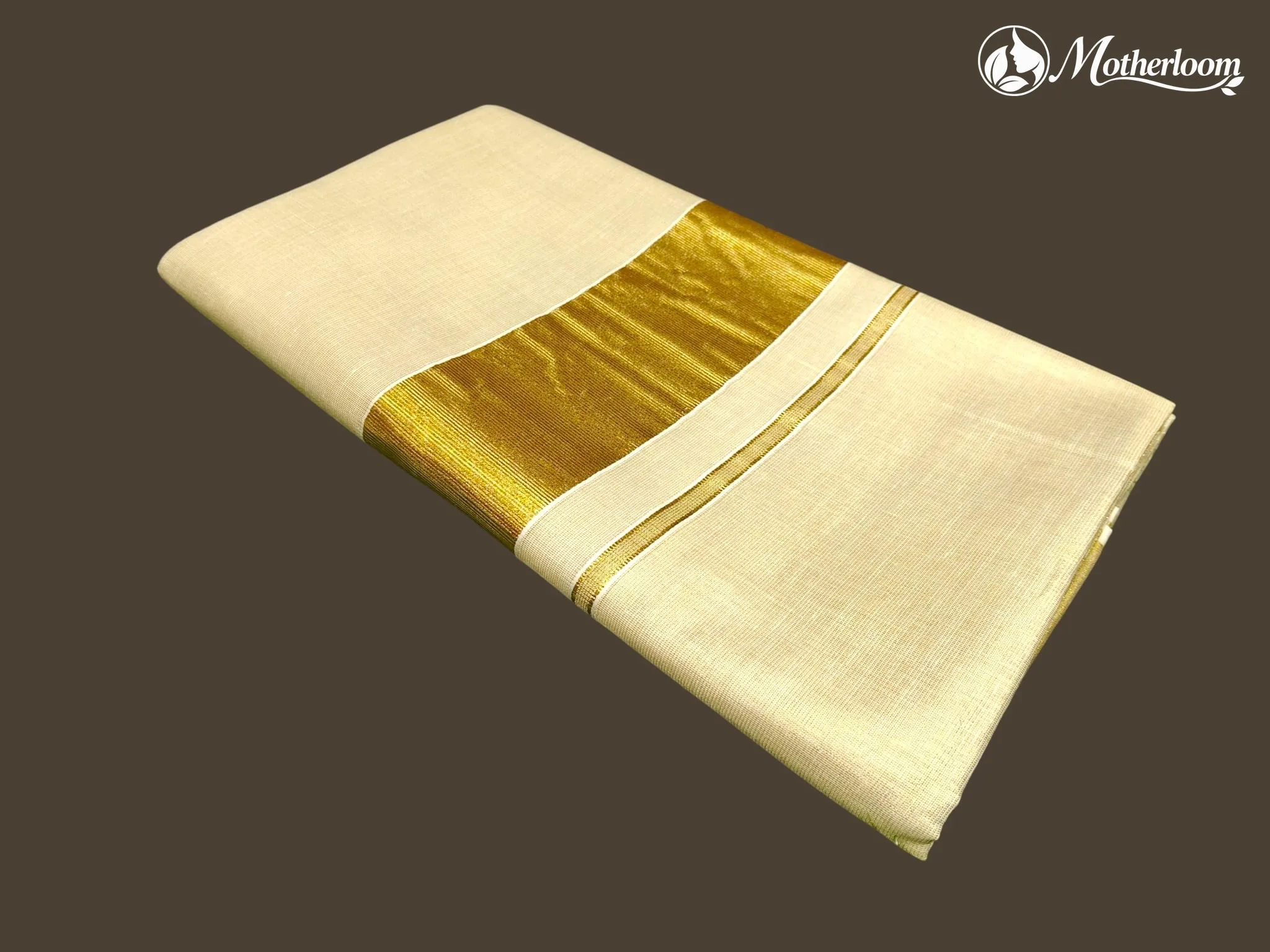 Motherloom Kerala Gold Plain Tissue Saree, Running Blouse