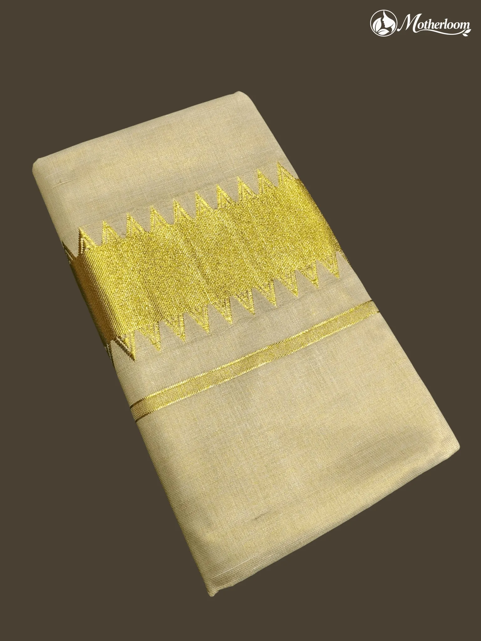 Motherloom Kerala Tissue Small Temple Saree With Running Blouse