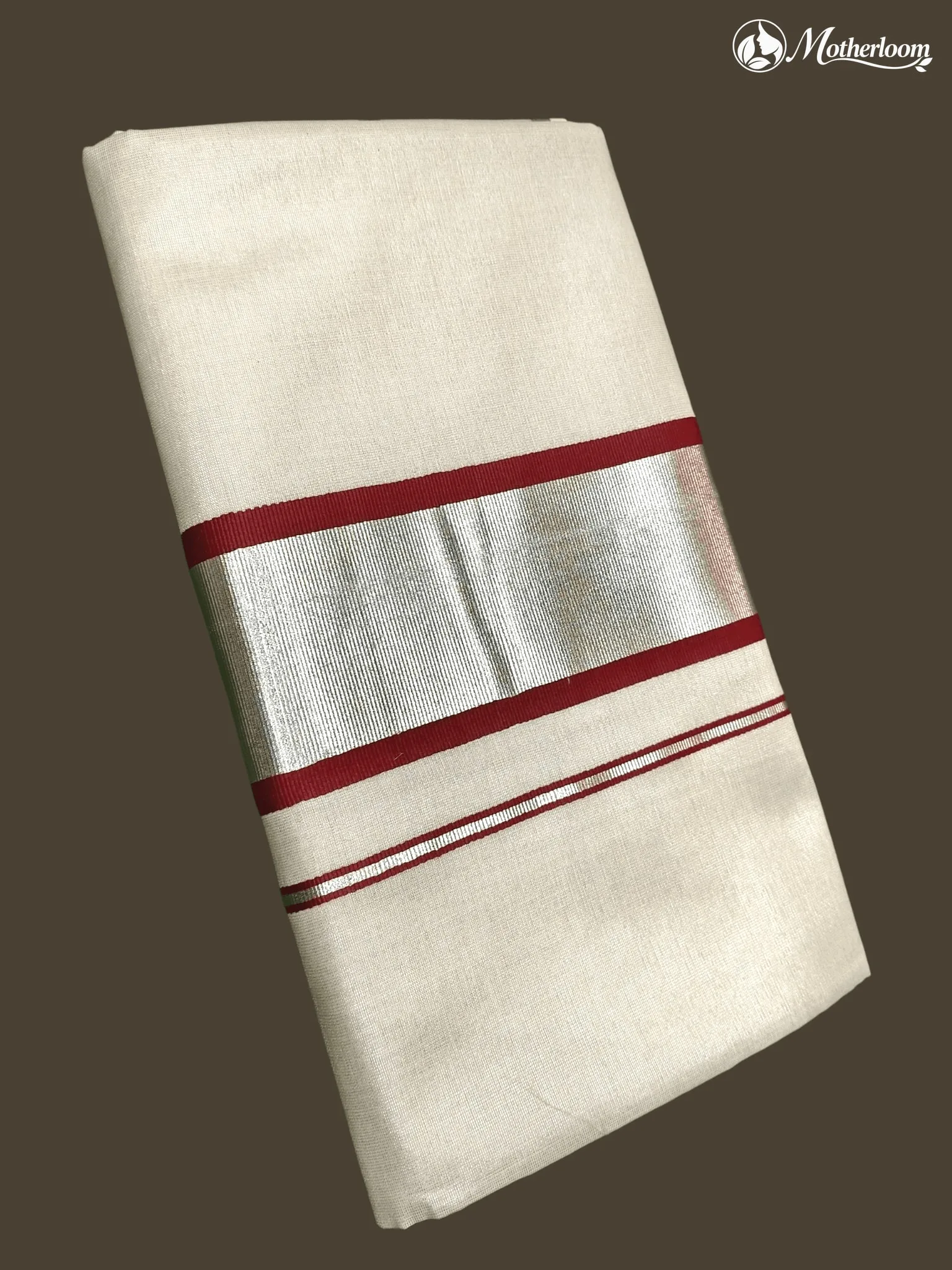 Motherloom Kerala Tissue Maroon Plain Saree with Running Blouse