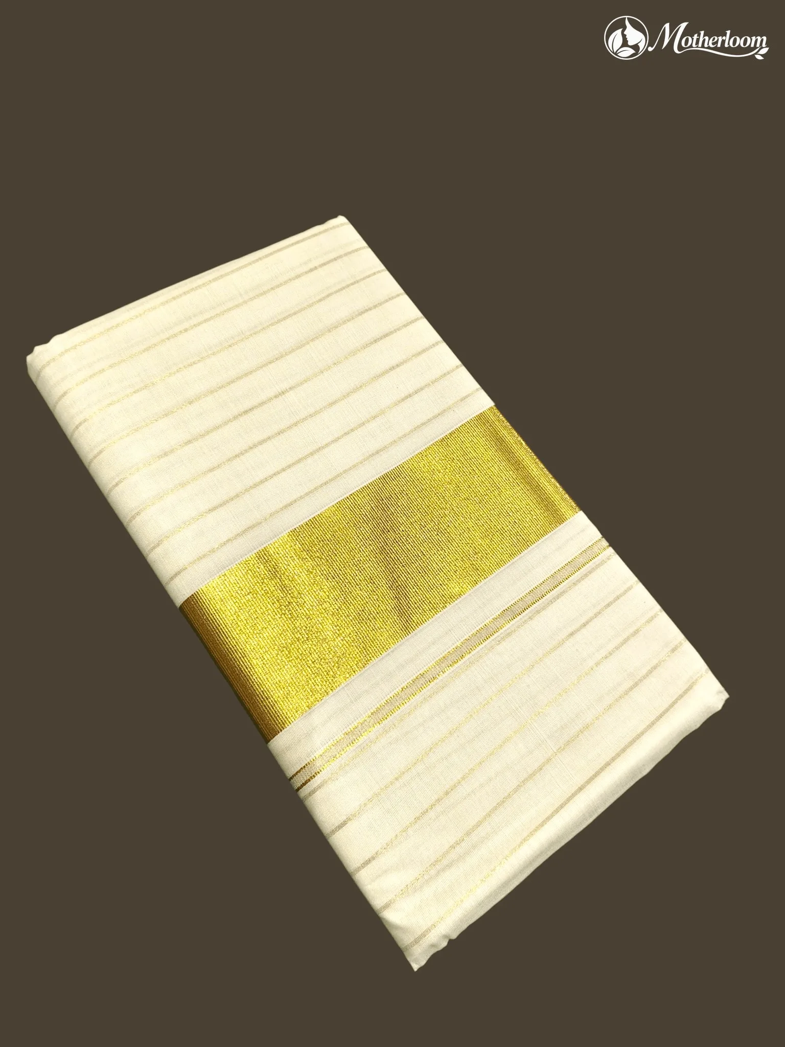 Motherloom Kerala Cotton Stripes Saree With Running Blouse
