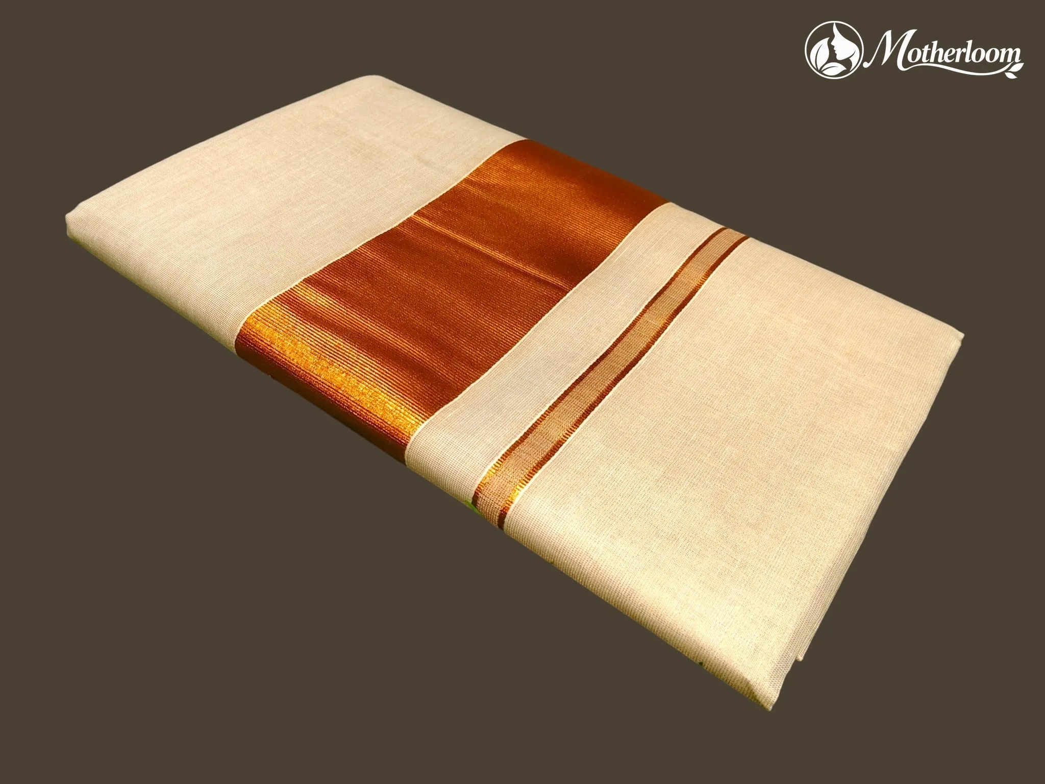 Motherloom Kerala Plain Copper Tissue Saree With Running Blouse
