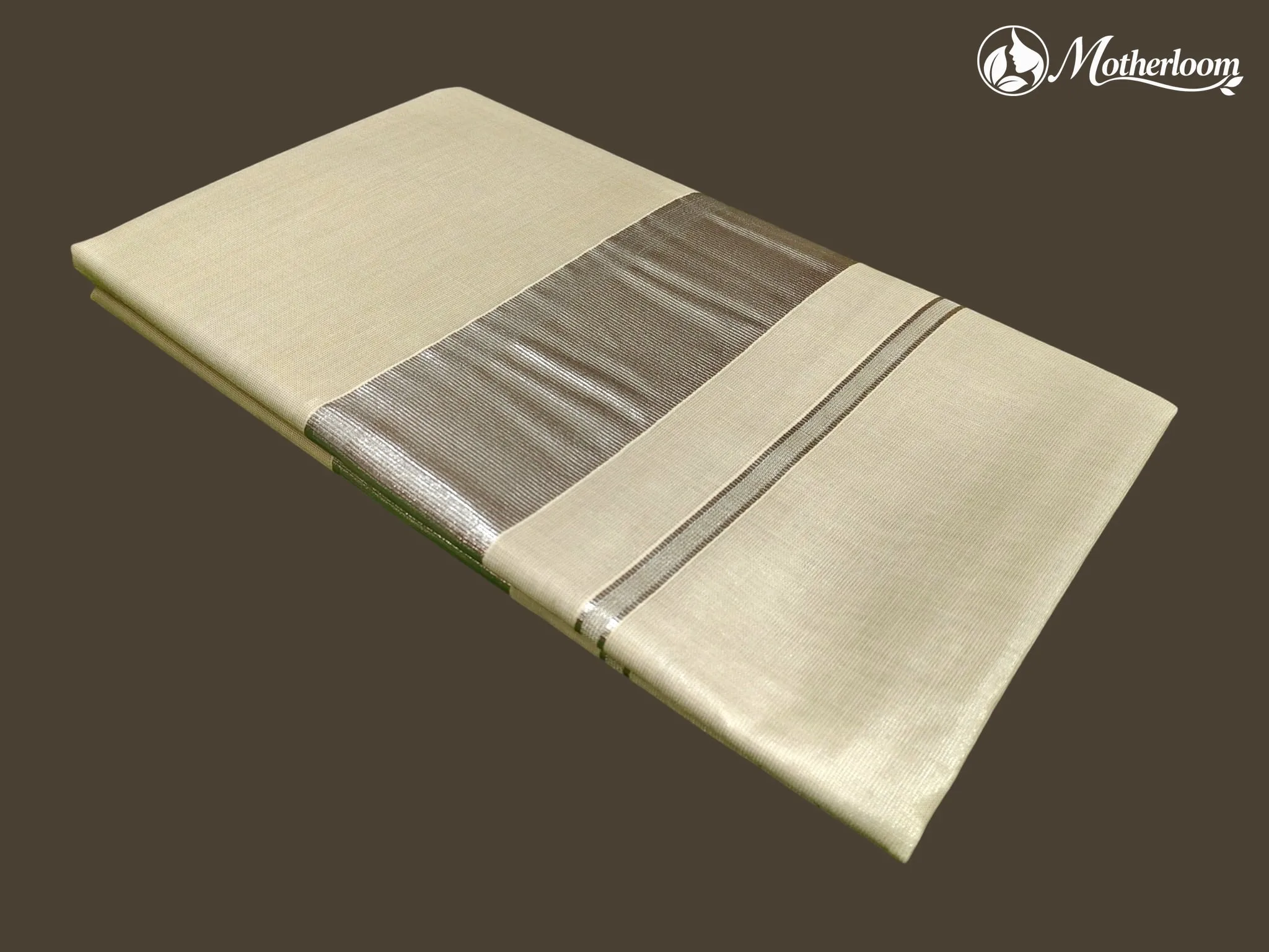 Motherloom Kerala Silver Plain Tissue Saree, Running Blouse