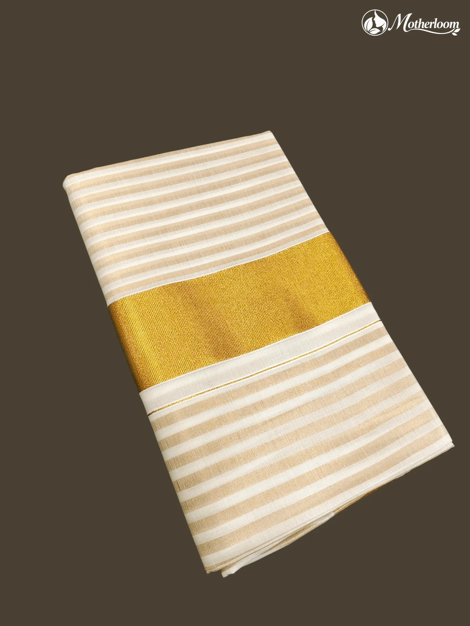 Motherloom Kerala Cotton Vertical Line Saree With Running Blouse
