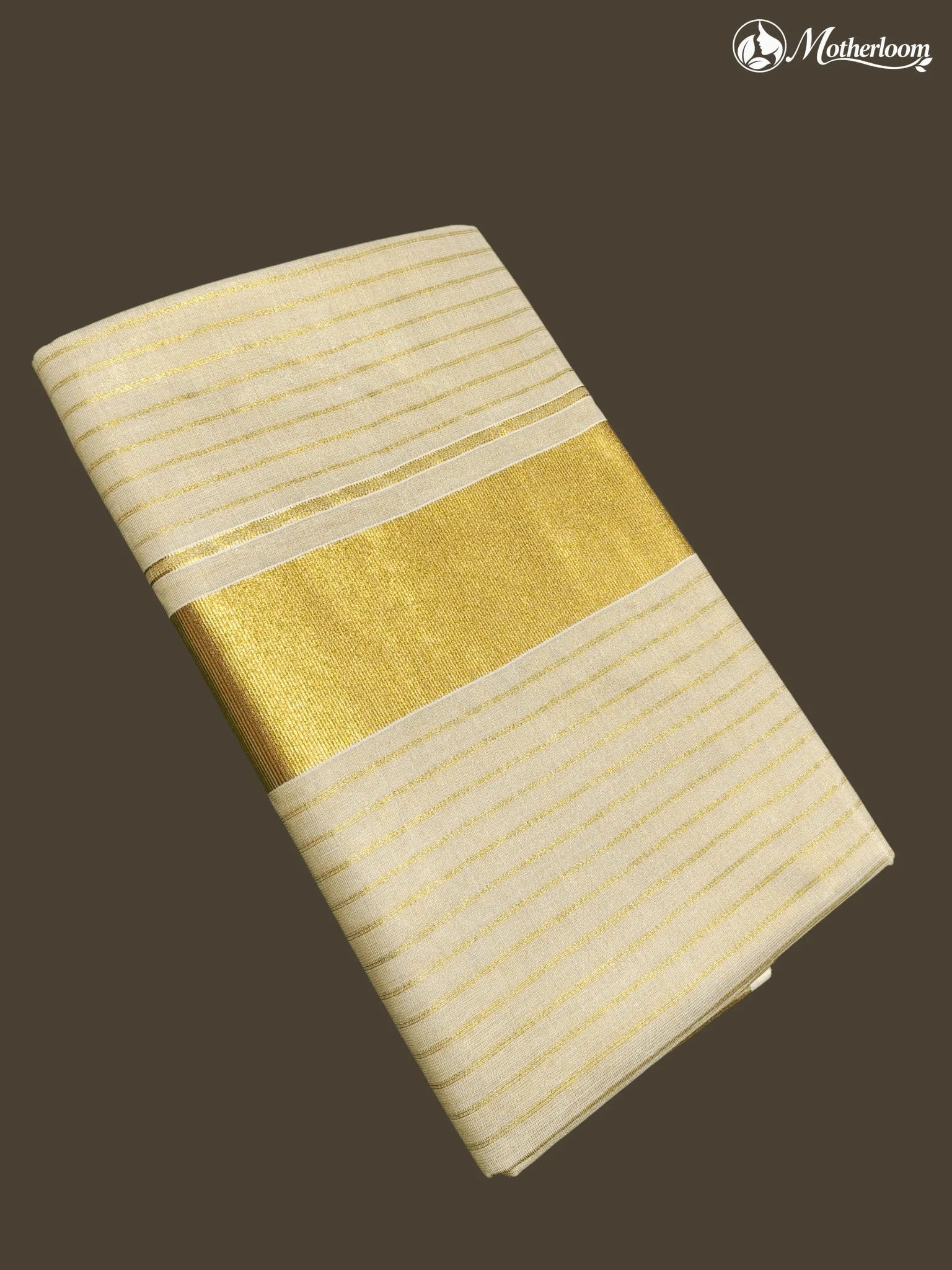Motherloom Kerala Tissue Stripe Saree With Running Blouse