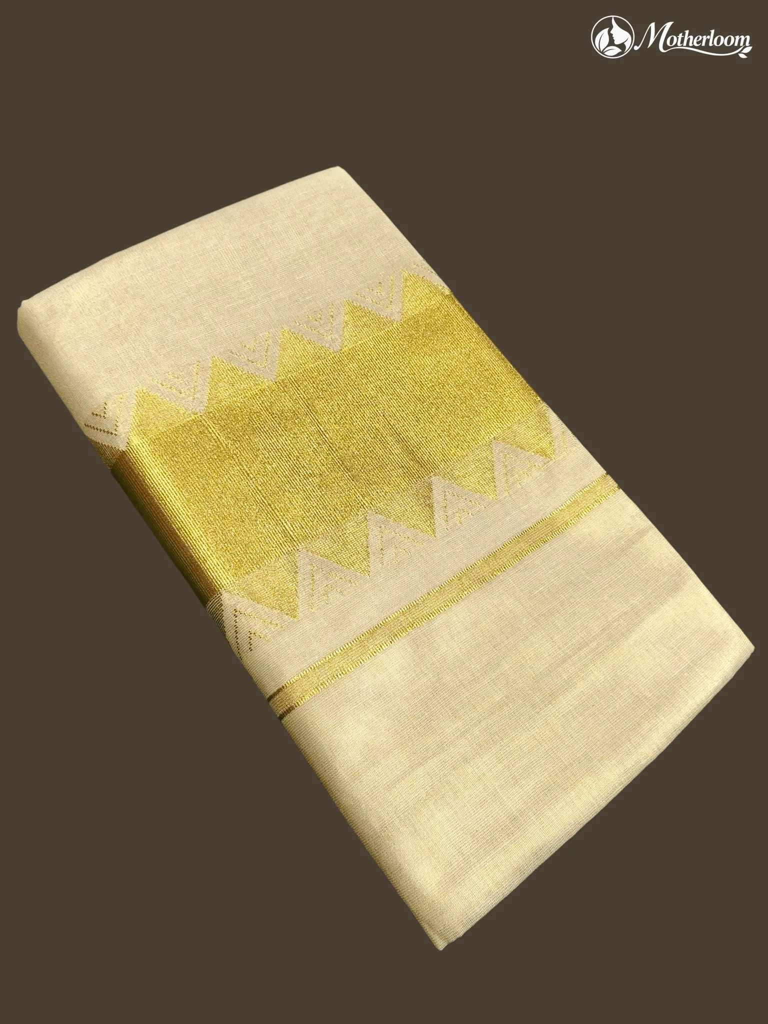 Motherloom Kerala Tissue Big Temple Saree With Running Blouse
