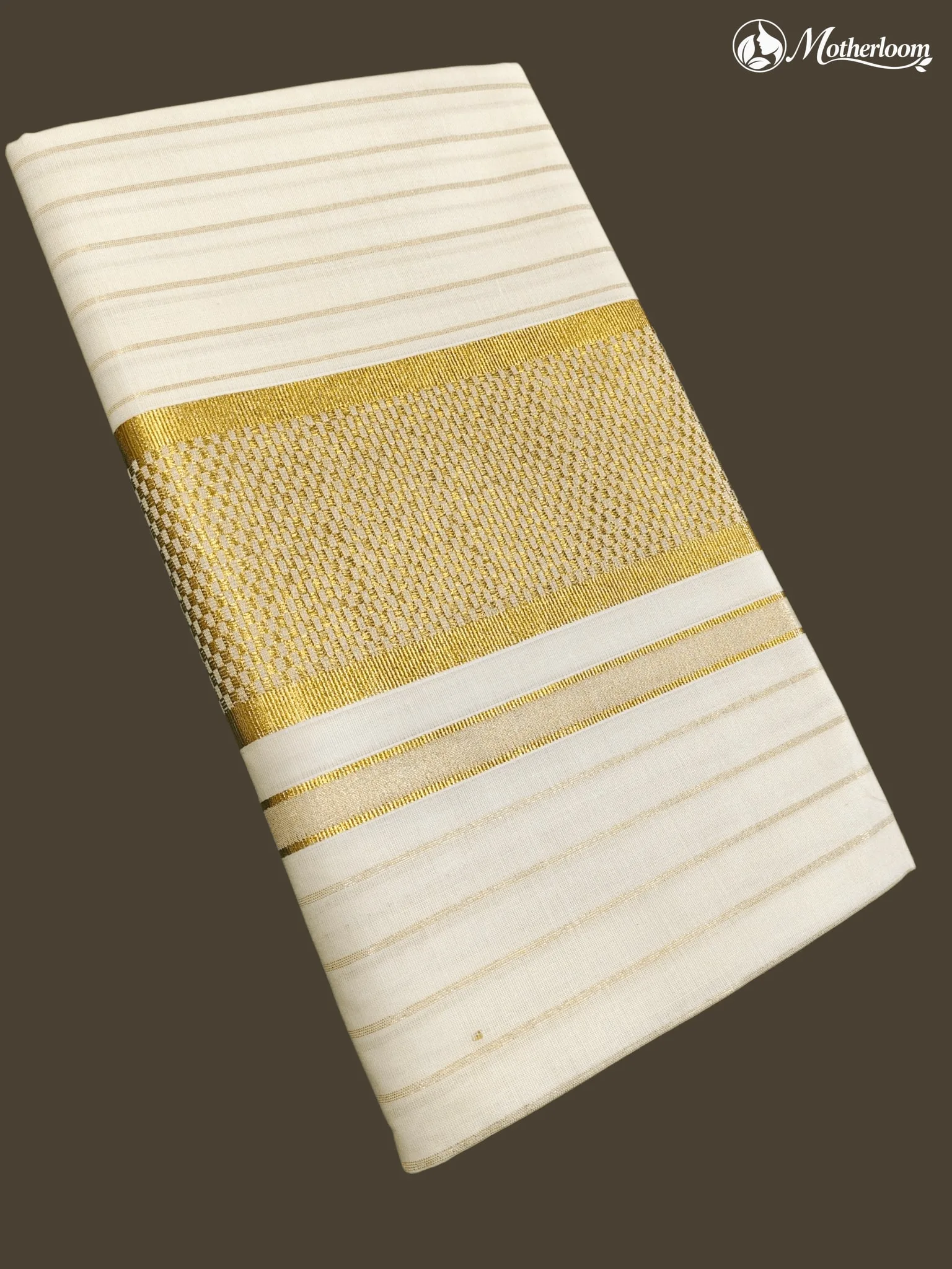 Motherloom Kerala Cotton Vertical Line Jacquard Saree