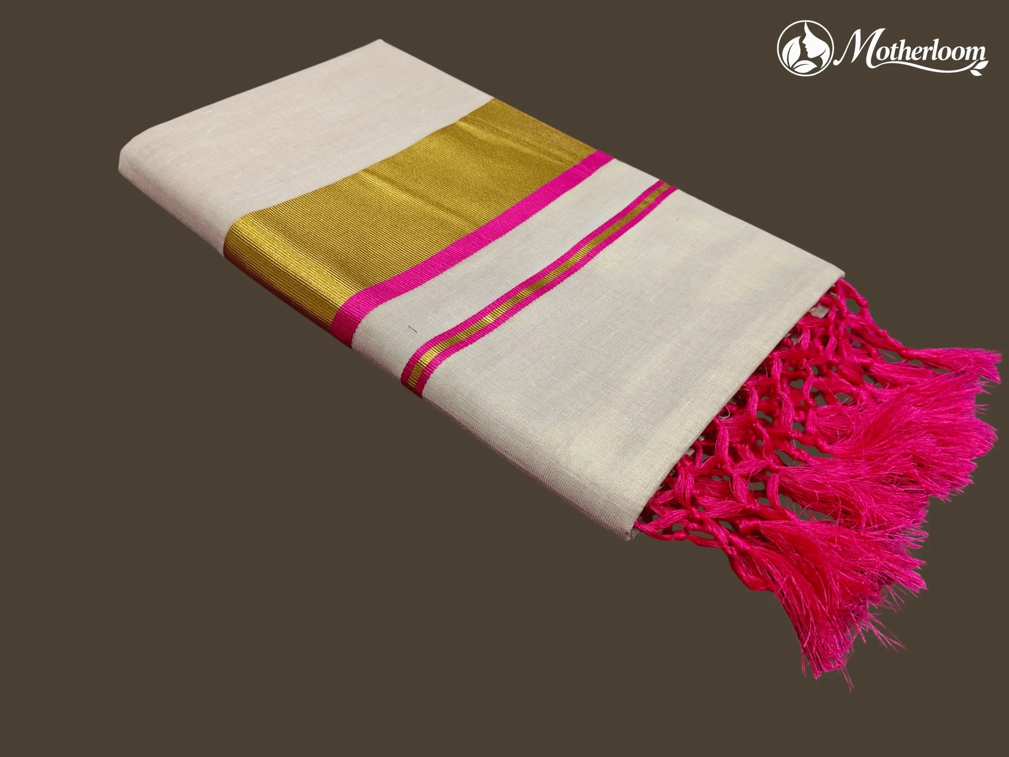 Motherloom Keala Tissue Pink Fancy Saree With Colour Border