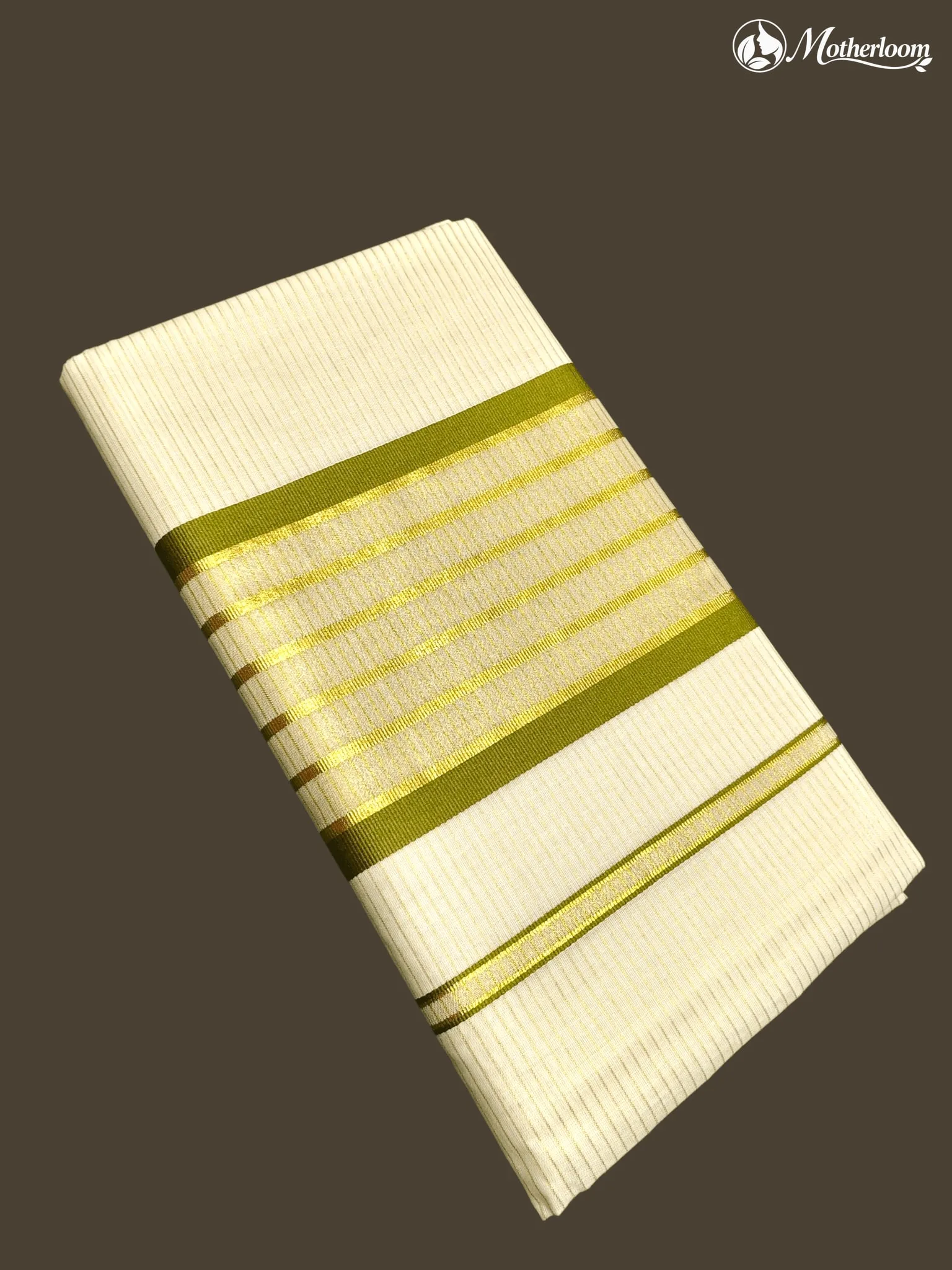 Motherloom Kerala Cotton Pista Green Fancy Saree With Running Blosue